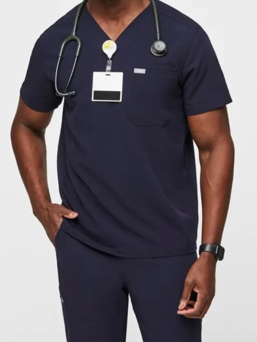 NWT FIGS Men’s Leon Three-Pocket Scrub Top Navy Small S